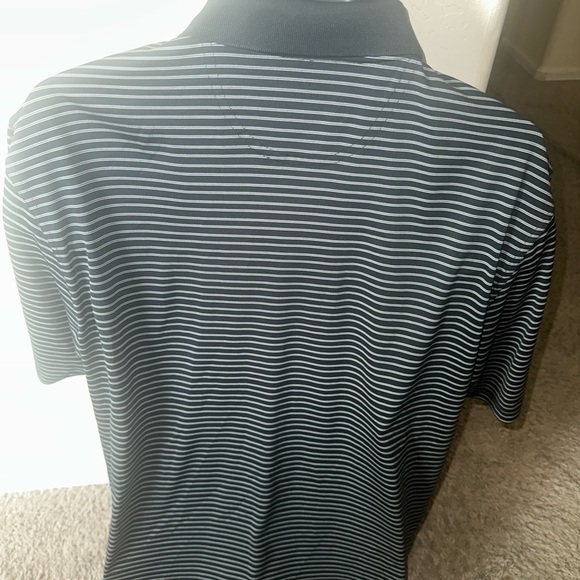 Men’s used Greg Norman collection polo golf shirt size L large black striped - Picture 3 of 4